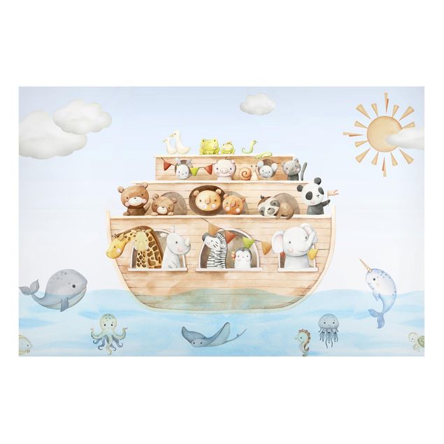 Lavagna magnetica - Teneri cuccioli di animali sull'arca