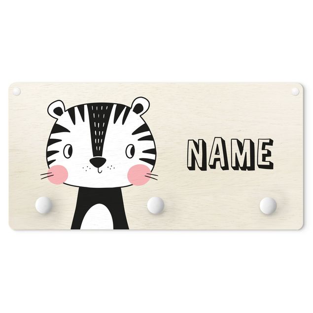 Appendiabiti per bambini - Dolce gatto tigrato con nome personalizzato