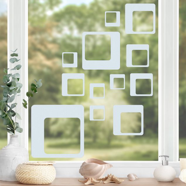 Pellicola per vetri con disegni No.1168 Quadrati I Set da 12 pz.
