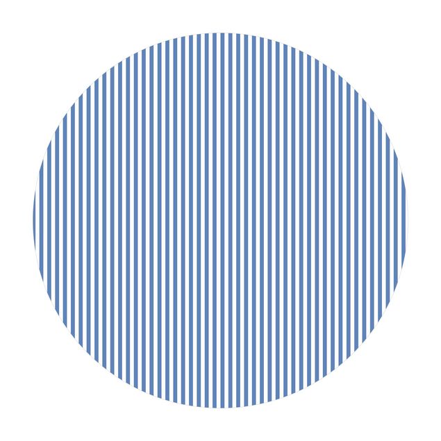 Tappeto in vinile rotondo - No.YK44 strisce blu bianche