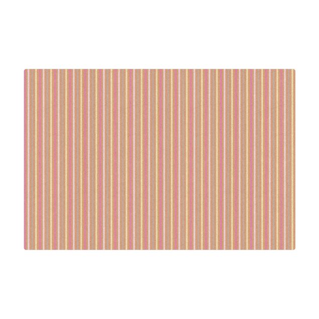 Tappetino di sughero - No.YK48 Strisce rosa e giallo - Formato orizzontale 3:2