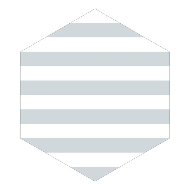 Carta da parati esagonale adesiva con disegni - No.YK53 Strisce orizzontali grigie e bianche