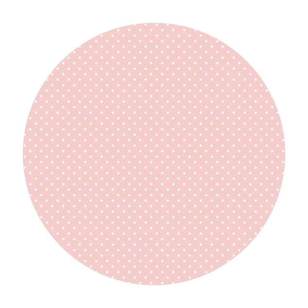 Tappeto in vinile rotondo - No.YK57 Punti bianchi su rosa