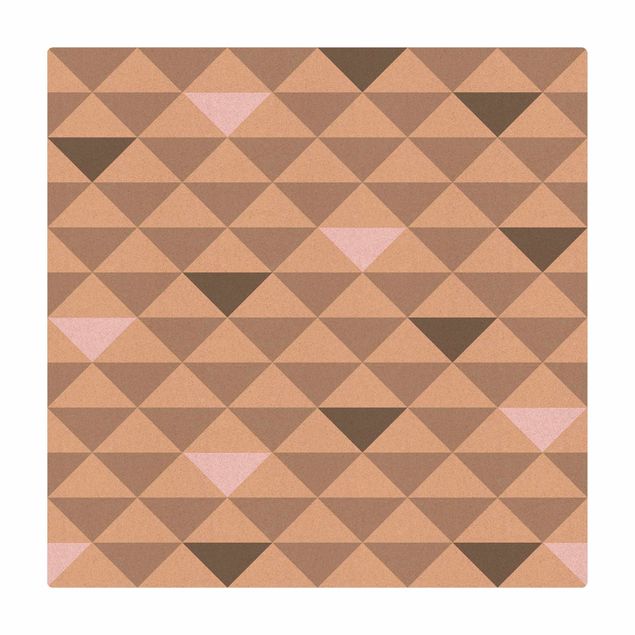 Tappetino di sughero - No.YK65 Triangoli grigi bianchi e rosa - Quadrato 1:1