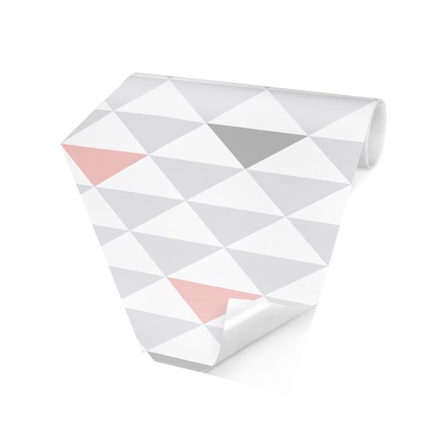 Carta da parati esagonale adesiva con disegni - No.YK65 Triangoli grigi bianchi e rosa
