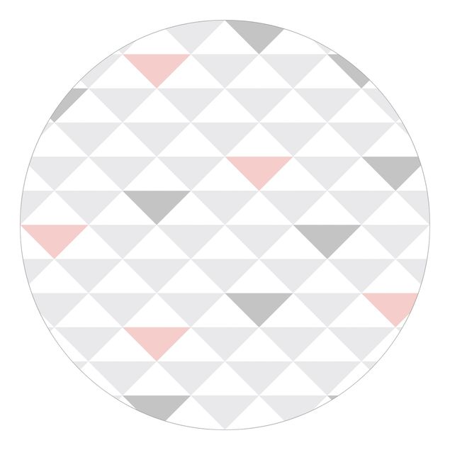 Carta da parati rotonda autoadesiva - No.YK65 triangoli Bianco Rosa Grigio