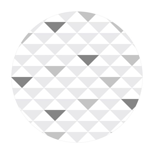 Tappeto in vinile rotondo - No.YK66 Triangoli grigi e bianchi