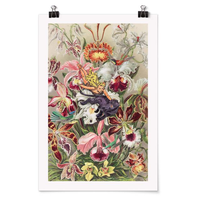 Poster riproduzione - Ninfa con orchidee - 2:3