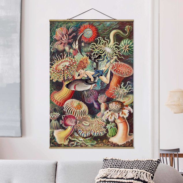 quadri con animali Ninfa con anemone di mare