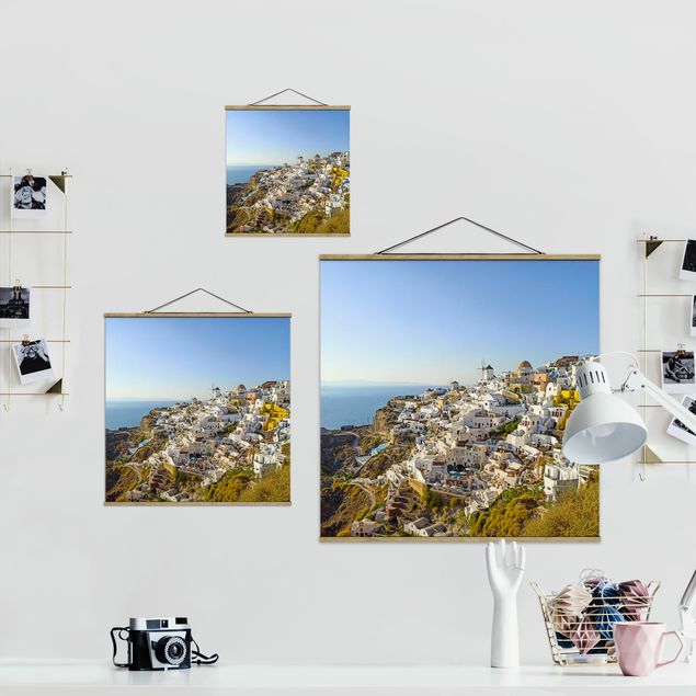 Foto su tessuto da parete con bastone - Oia a Santorini - Quadrato 1:1