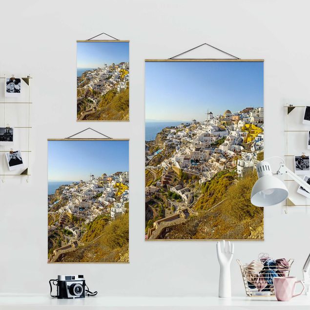 Foto su tessuto da parete con bastone - Oia a Santorini - Verticale 2:3