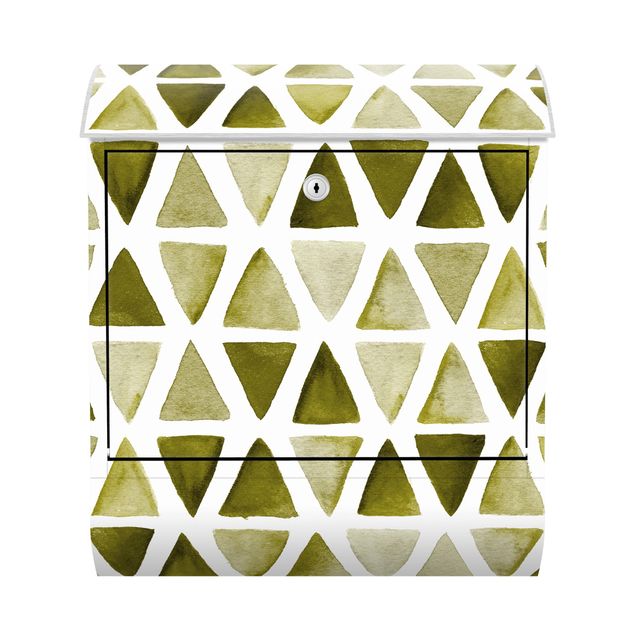 Cassetta postale - Triangoli in acquerello verde oliva