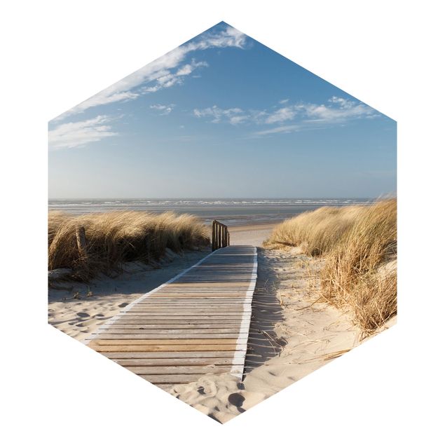 Carta da parati esagonale adesiva con disegni - Spiaggia del mar Baltico