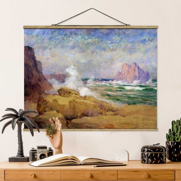 Foto su tessuto da parete con bastone - Pittura di oceano nella baia - Orizzontale 4:3