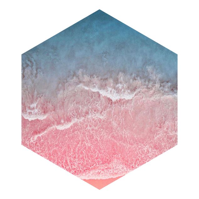 Carta da parati esagonale adesiva con disegni - Oceano in rosa