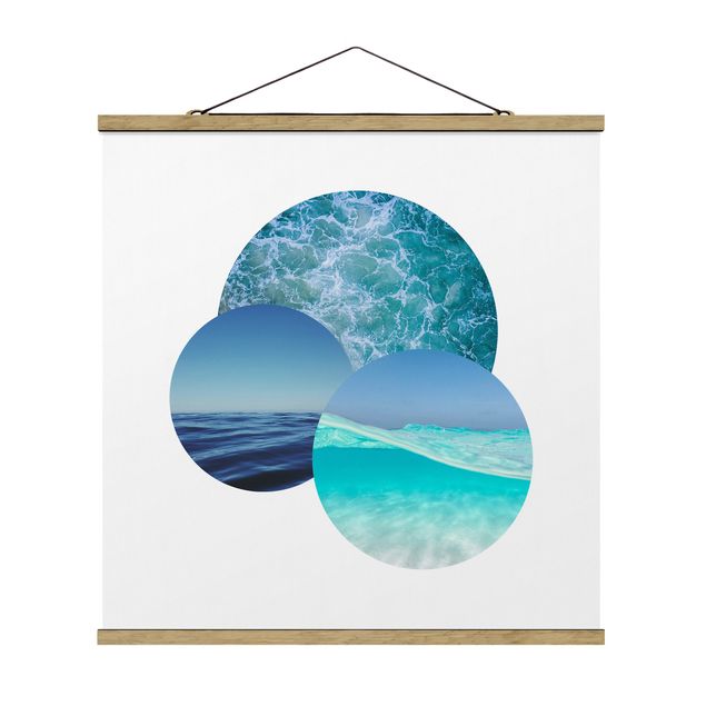 Foto su tessuto da parete con bastone - Oceani in un cerchio - Quadrato 1:1