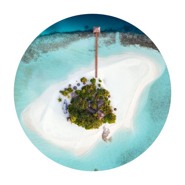 Tappeto in vinile rotondo - Oceano paradisiaco alle Maldive
