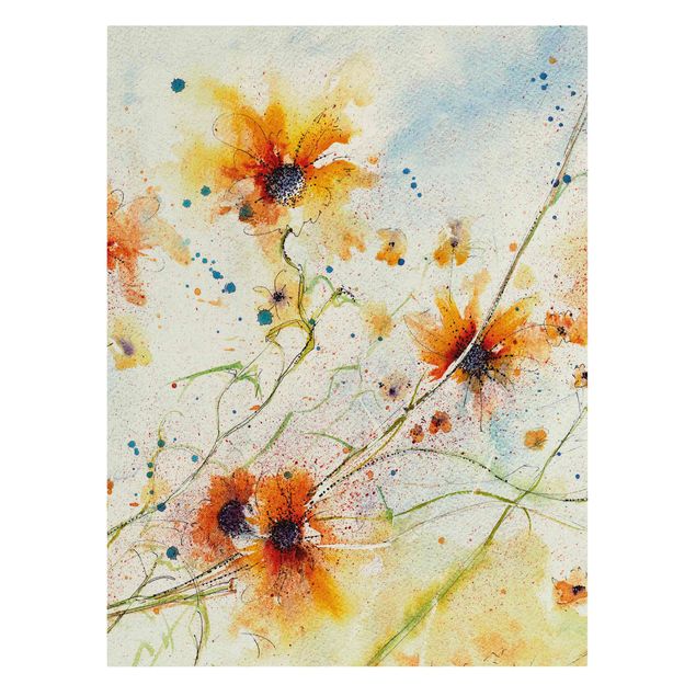 Quadro su tela naturale - Painted Flowers - Formato verticale 3:4