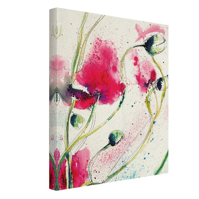 Quadro su tela naturale - Painted Poppies - Formato verticale 3:4