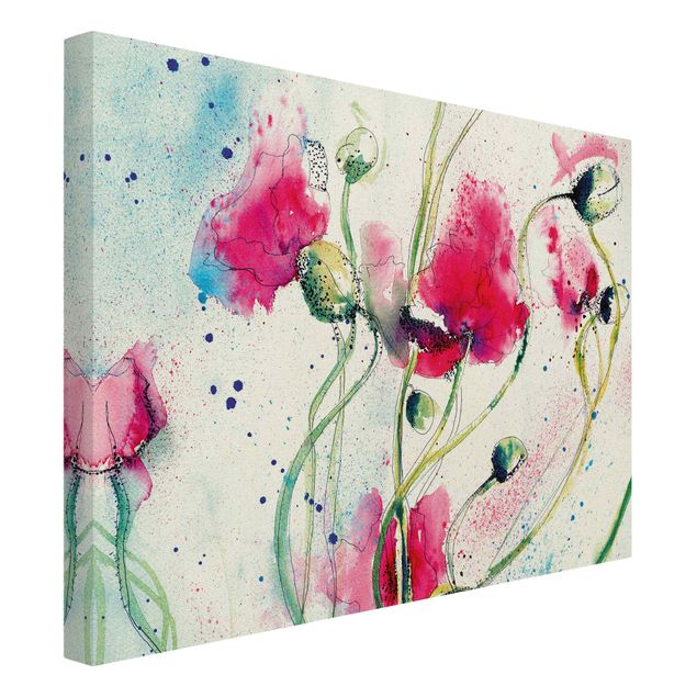 Quadro su tela naturale - Painted Poppies - Formato orizzontale 4:3