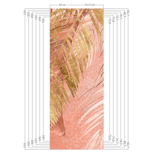 Rivestimento per doccia - Foglie di palma rosa e oro III