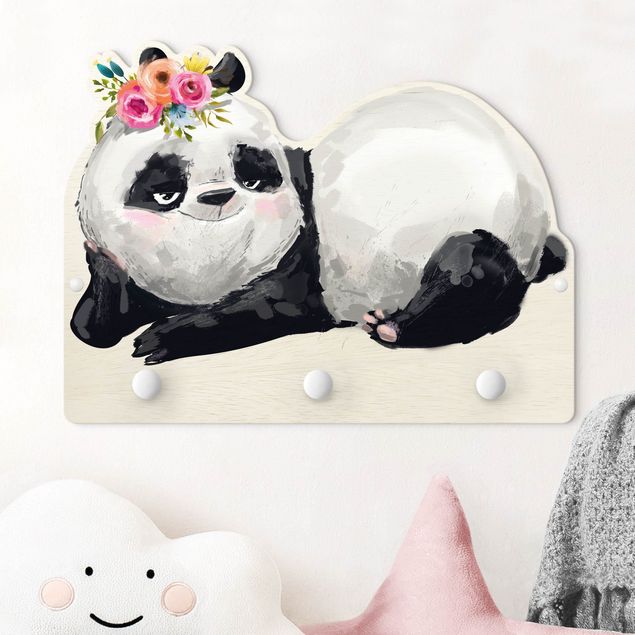 Wandgarderobe mit Tieren Kinderzimmer Panda Brian