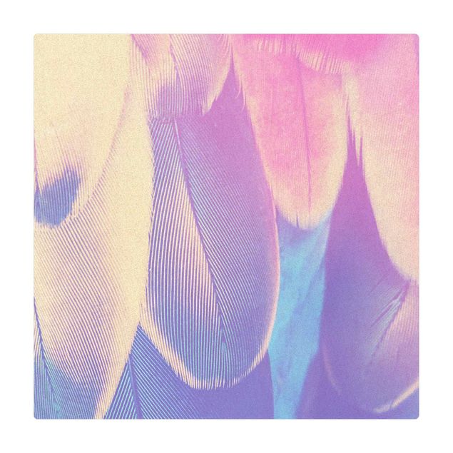 Tappetino di sughero - Piume di pappagallo con colori - Quadrato 1:1