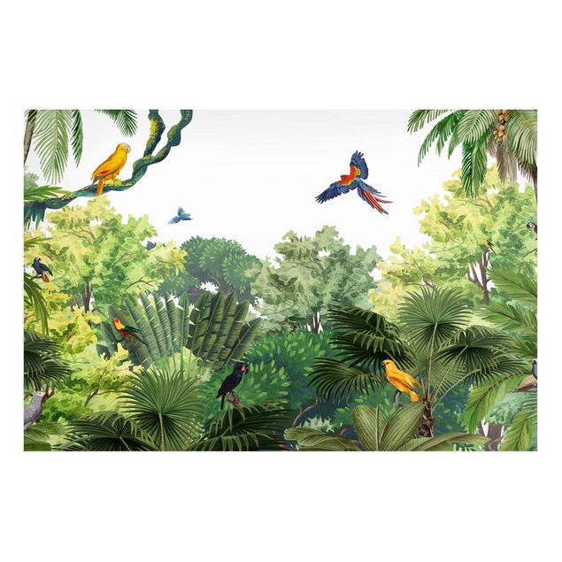 Lavagna magnetica - Parata di pappagalli nella giungla