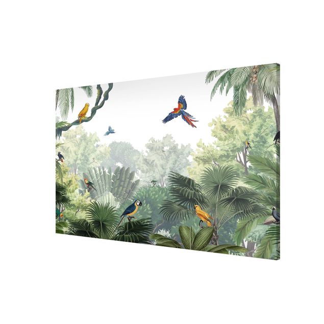 Lavagna magnetica - Parata di pappagalli nella giungla delicata