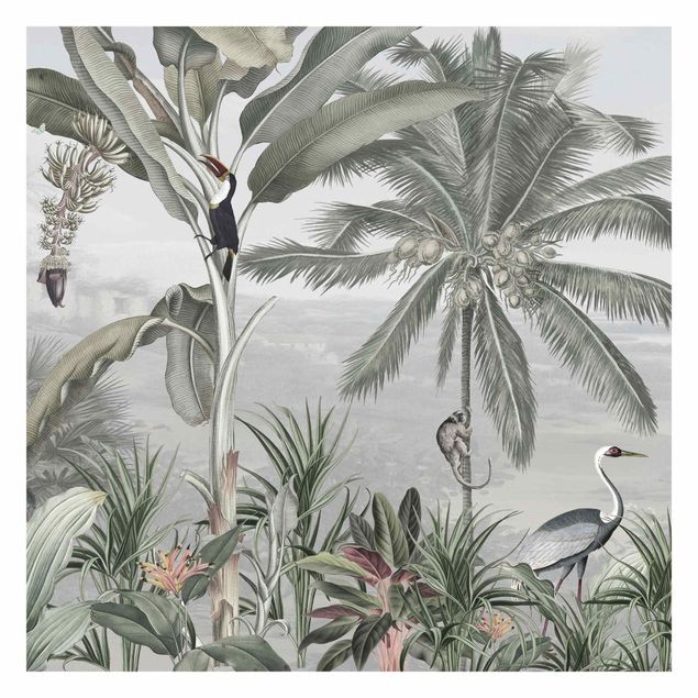 Carta da parati - Uccelli del paradiso nel panorama della giungla
