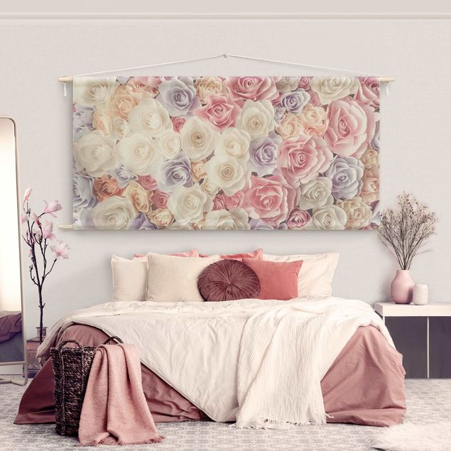 Arazzi da parete grande Rose artistiche in pastello
