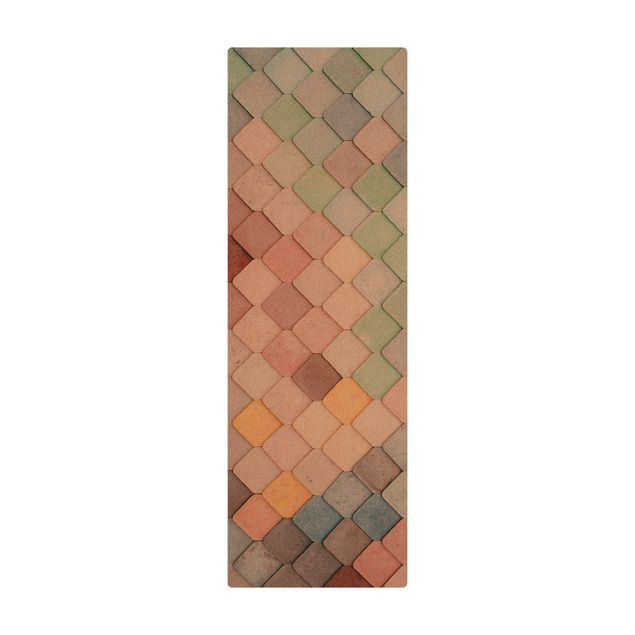 Tappetino di sughero - Squame di pesce di pietra dai colori pastello - Formato verticale 1:2