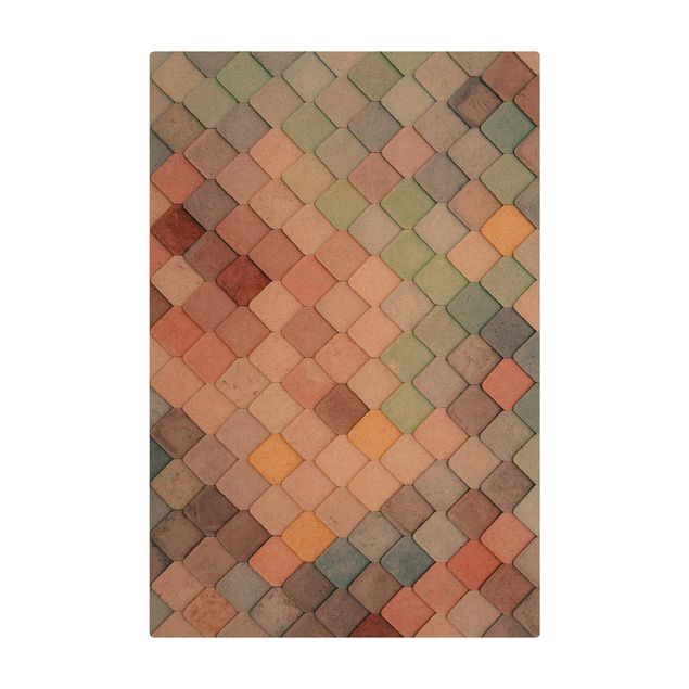 Tappetino di sughero - Squame di pesce di pietra dai colori pastello - Formato verticale 2:3