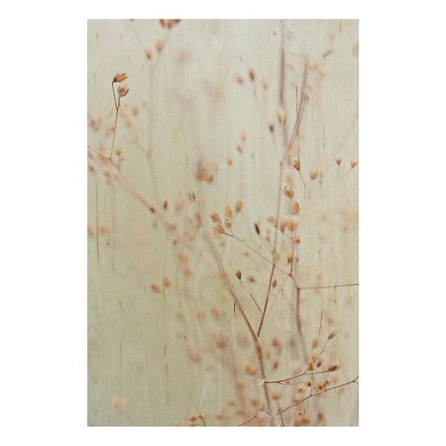 Stampa su legno - Gemme pastello su ramo di fiori selvatici