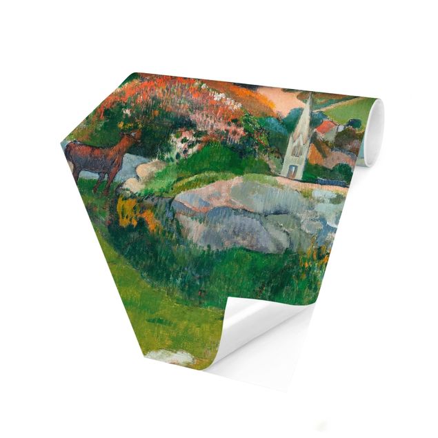 Carta da parati esagonale adesiva con disegni - Paul Gauguin - Il guardiano di porci