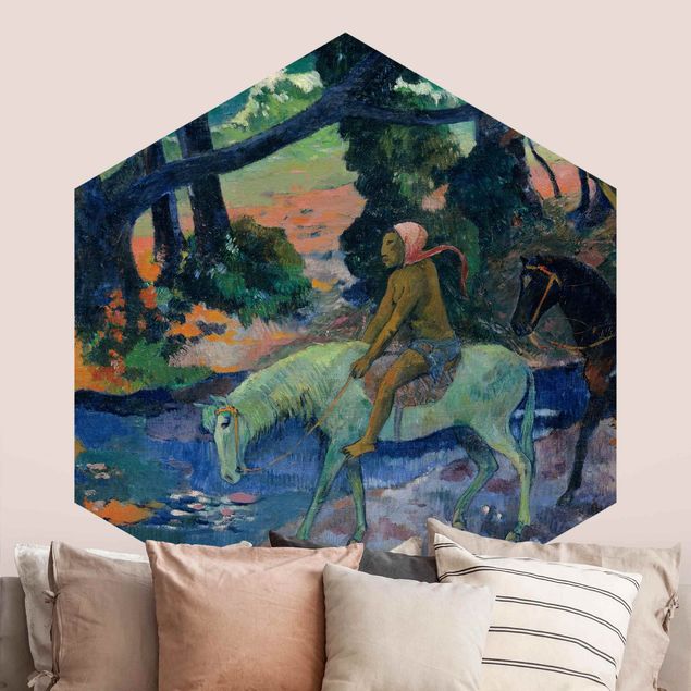 Carta da parati esagonale adesiva con disegni - Paul Gauguin - La fuga