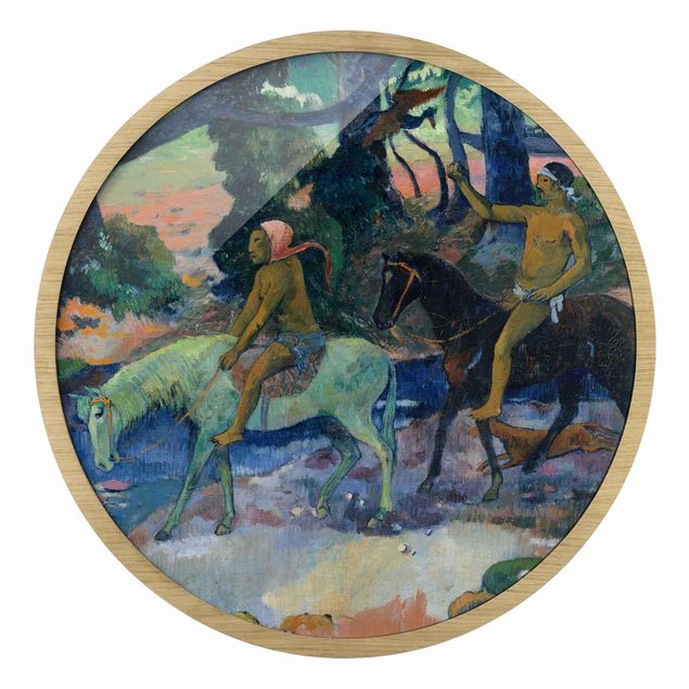 Quadro rotondo incorniciato - Paul Gauguin - La fuga