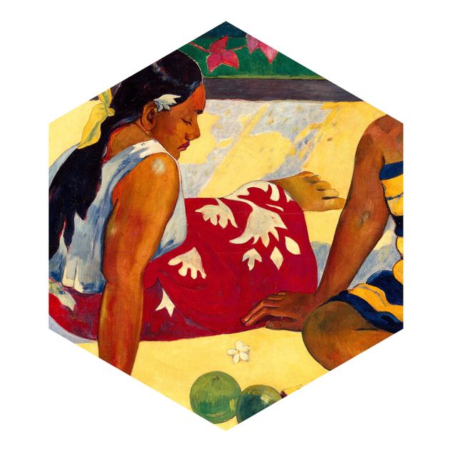 Carta da parati esagonale adesiva con disegni - Paul Gauguin - Due donne tahitiane