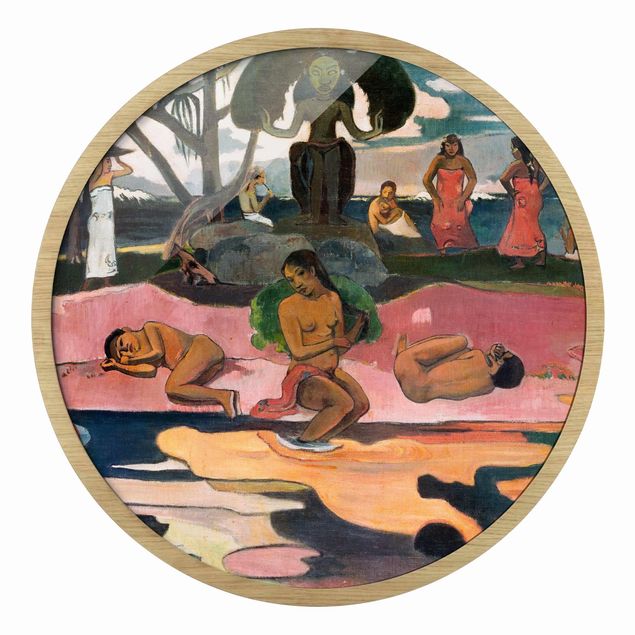 Quadro rotondo incorniciato - Paul Gauguin - Giorno di dio