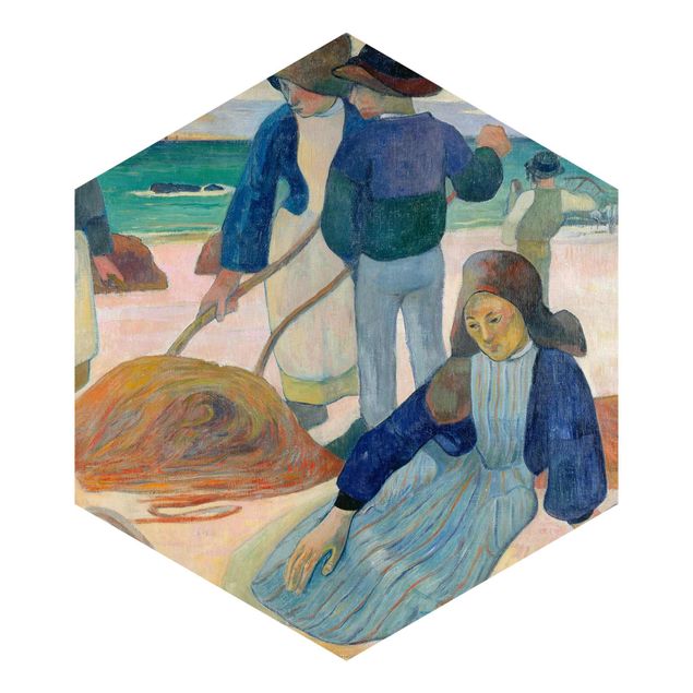 Carta da parati esagonale adesiva con disegni - Paul Gauguin - Raccoglitrici di alghe