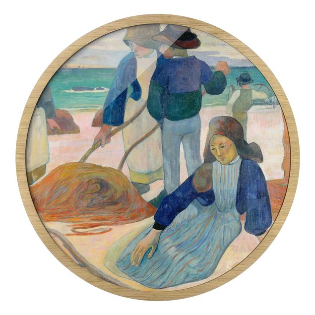 Quadro rotondo incorniciato - Paul Gauguin - Raccoglitrici di alghe