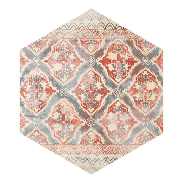 Carta da parati esagonale adesiva con disegni - Decorazione persiana vintage in indaco II
