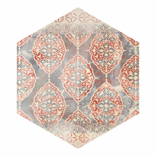 Carta da parati esagonale adesiva con disegni - Decorazione persiana vintage in indaco III