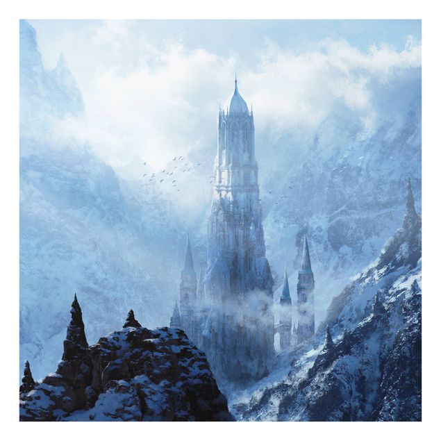Quadro in vetro - Fantastico castello nella neve