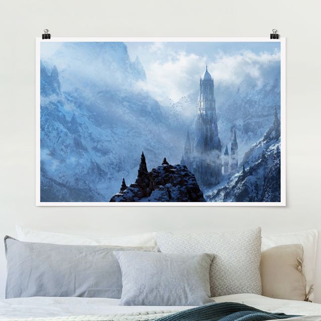Poster illustrazioni Fantastico castello nella neve