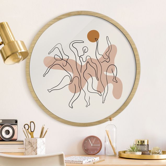 Poster con cornice rotonda Interpretazione di Picasso - La danza