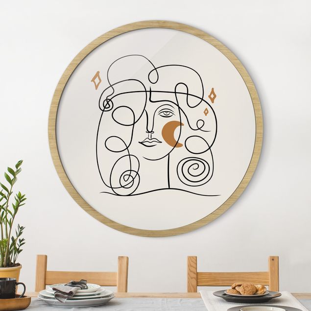 Poster con cornice rotonda Interpretazione di Picasso - La Musa II