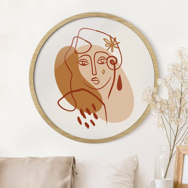 Poster con cornice rotonda Interpretazione di Picasso - La Musa