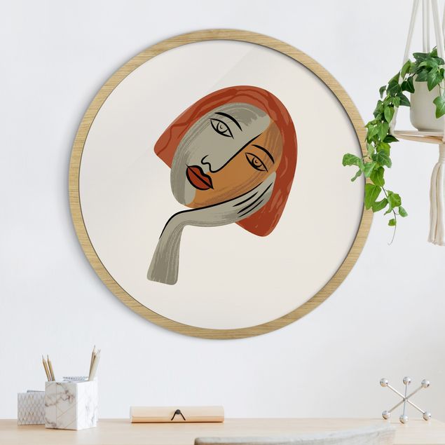 Poster con cornice rotonda Interpretazione di Picasso - Riposo