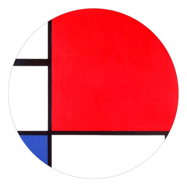 Carta da parati rotonda autoadesiva - Piet Mondrian - Composizione Rosso Blu Giallo